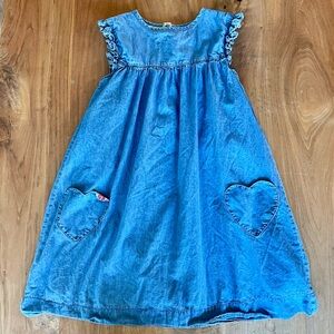 Mini Boden denim dress with heart patch pockets